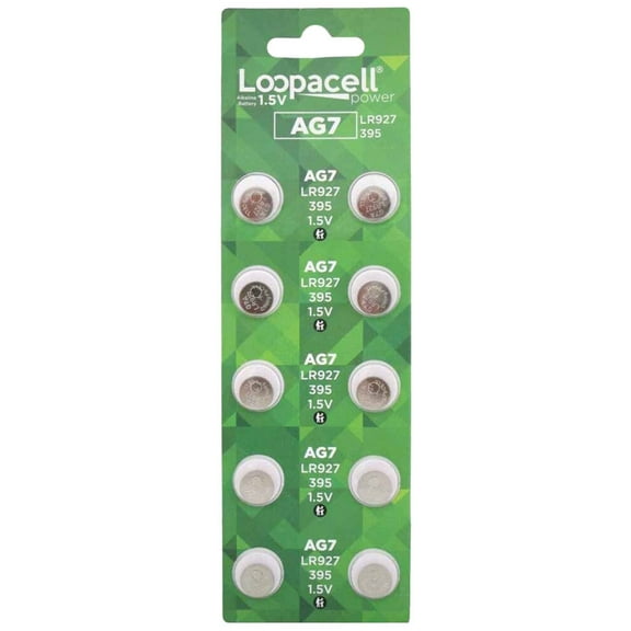 LOOPACELL 10 x AG7 LR927 395 SR57 1.5 Volt Alkaline Cell Watch Batteries