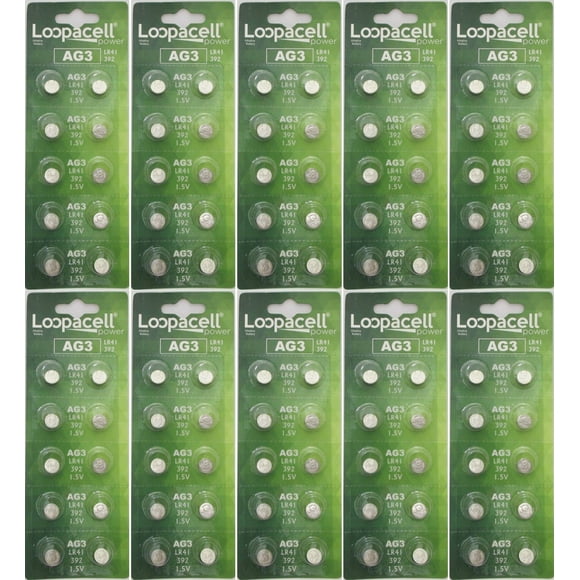LOOPACELL 100 Pack AG3 LR41 392 SR41SW 384 192 V384 V392 D384 D392 280-13 Alkaline Button Cell Battery