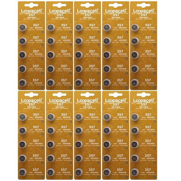 LOOPACELL 357/303 (SR44/W/SW) 1.55V Watch Battery (50 Batteries)