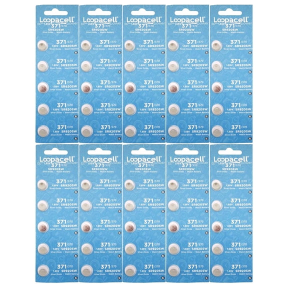 LOOPACELL 371 SR920SW AG6 D371 LR921 Silver Oxide Electronic Batteries x 50