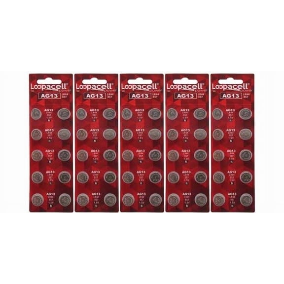 LOOPACELL 50 Pack AG13, LR44, L1154, 357, / A76 Battery