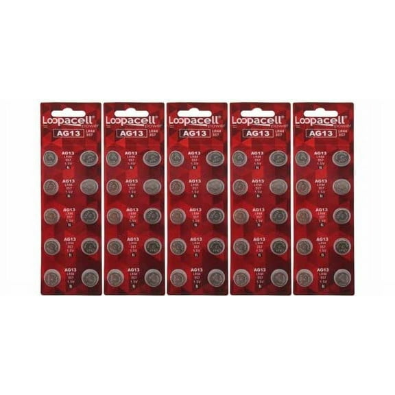 LOOPACELL 50 Pack AG13 .. / LR44 / L1154 .. / 357 / A76 .. / Battery