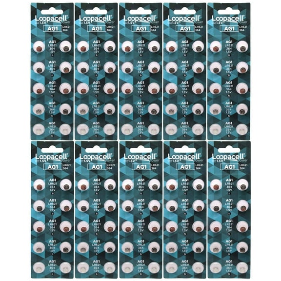 LOOPACELL AG1 LR621 SR621SW Alkaline Button Cell 100 Batteries