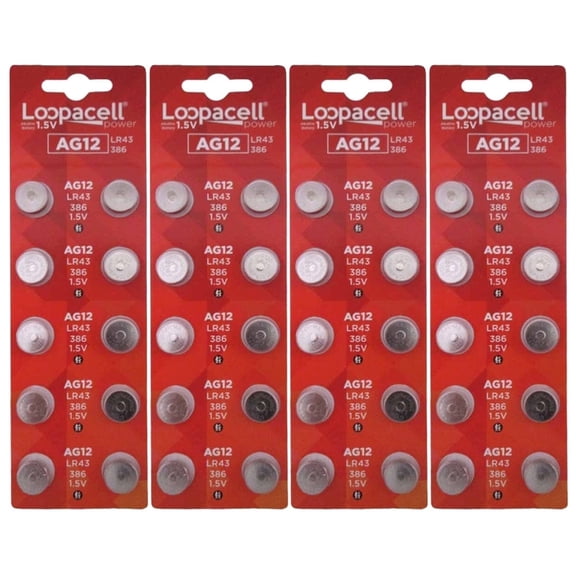 LOOPACELL AG12 LR43 386 SR43 1.5V Alkaline Batteries x 40