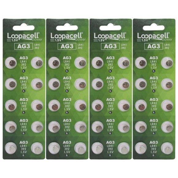 LOOPACELL AG3 Batteries / LR41 Alkaline Button Cells 1.5V 40 Pcs