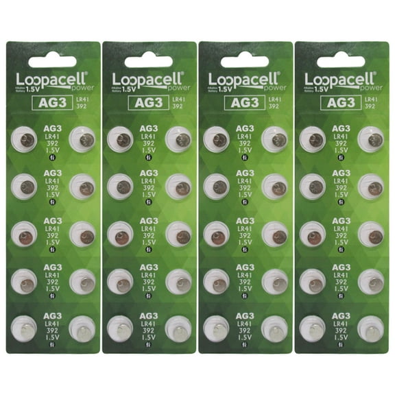 LOOPACELL AG3 Batteries / LR41 Alkaline Button Cells 1.5V 40 Pcs