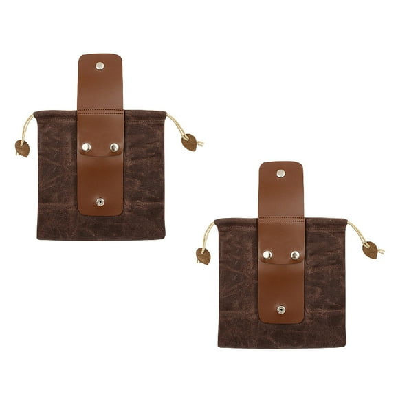 TUOBARR Outdoor Folding Canvas Fruit Picking Belt Bag, Jungle Bag, Leather Belt Hanging Foraging Bag
