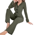 thumbnail image 1 of LOPECY-Sta Long Sleeve Lounge Set for Women Ribbed Knit Pajama Sets Button Top Full Length Pants 2 Piece Fall Casual Outfit Sets, 1 of 4