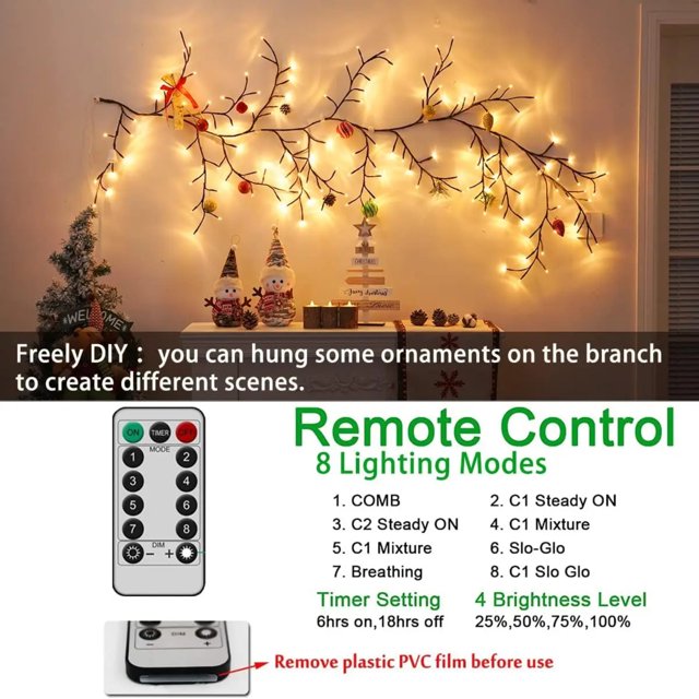 LOPNGLG 144 LEDs Lighted Vine Tree with Remote Bendable Branch Lights