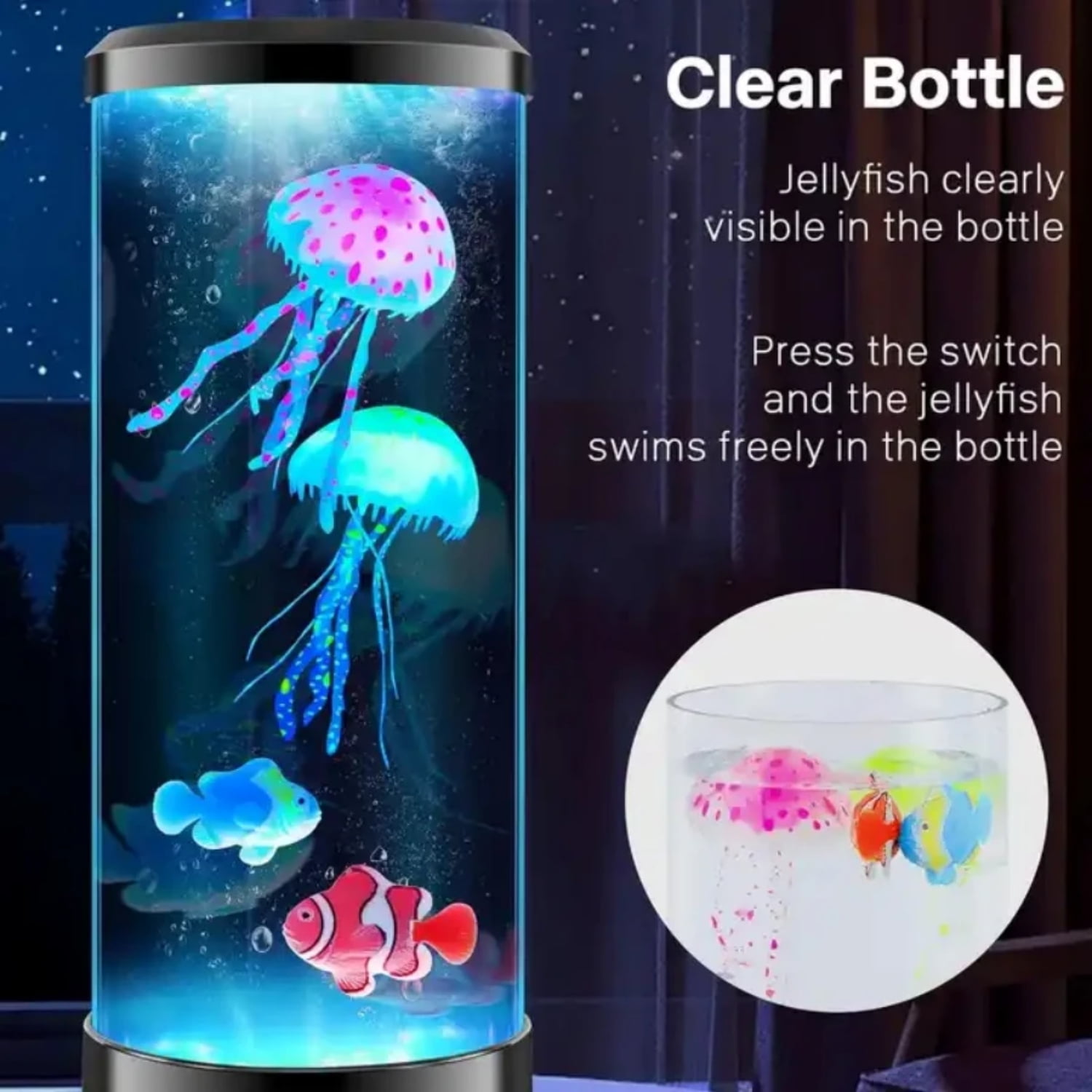 LOPNGLG Trend Jellyfish Tank Table Lamp LED Fantasy Jellyfish Lava Lamp ...