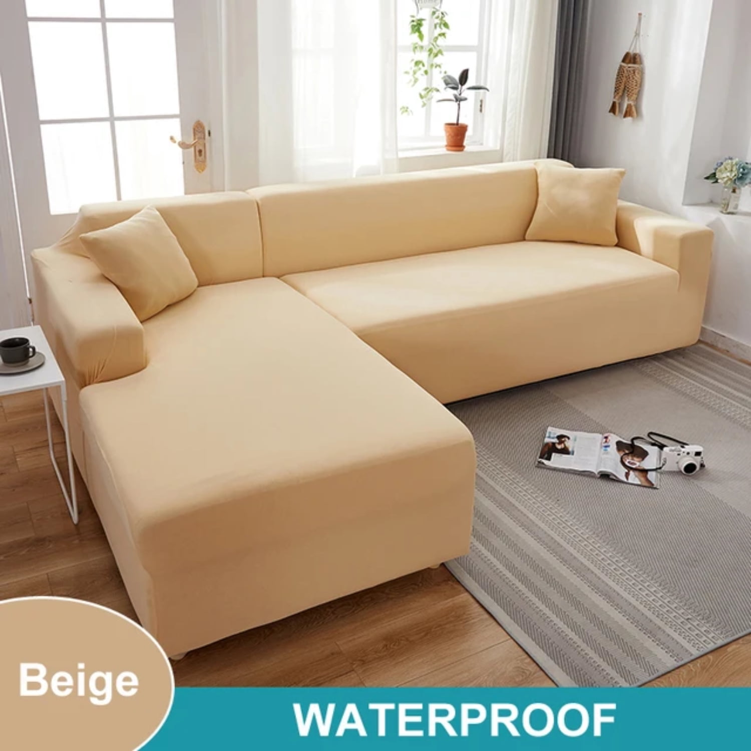 LOPNGLG Waterproof Solid L Shaped Corner Sofa Cover for 1/2/3/4 Seater ...
