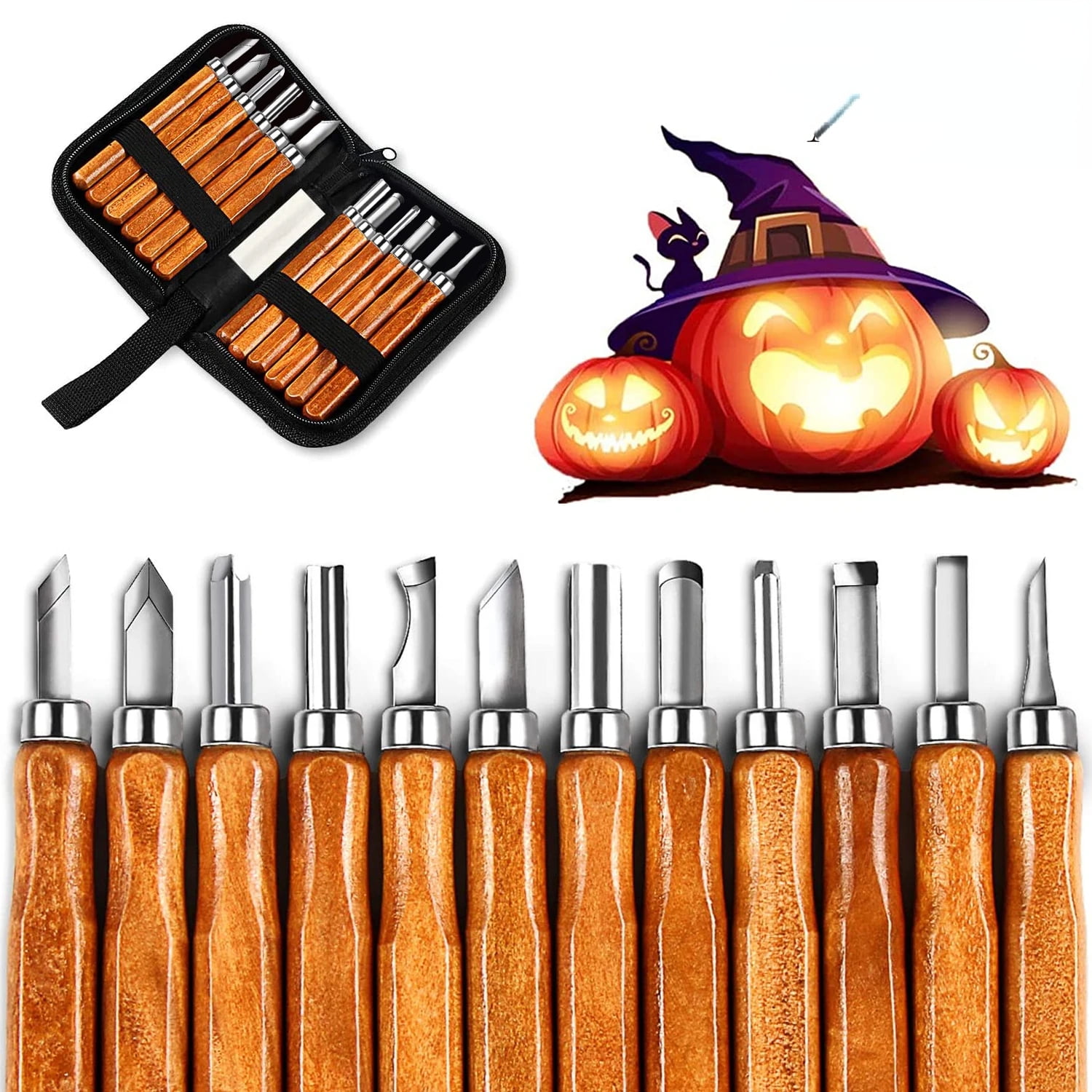 LOPNGLNG Comfortable and Ergonomic 12-Piece Precision Wood Carving Kit ...