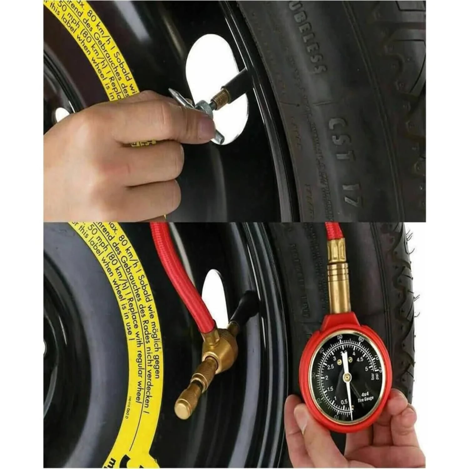 LOPNGLS Car Air Deflators Car Modification Pointer Tire Pressure Gauge