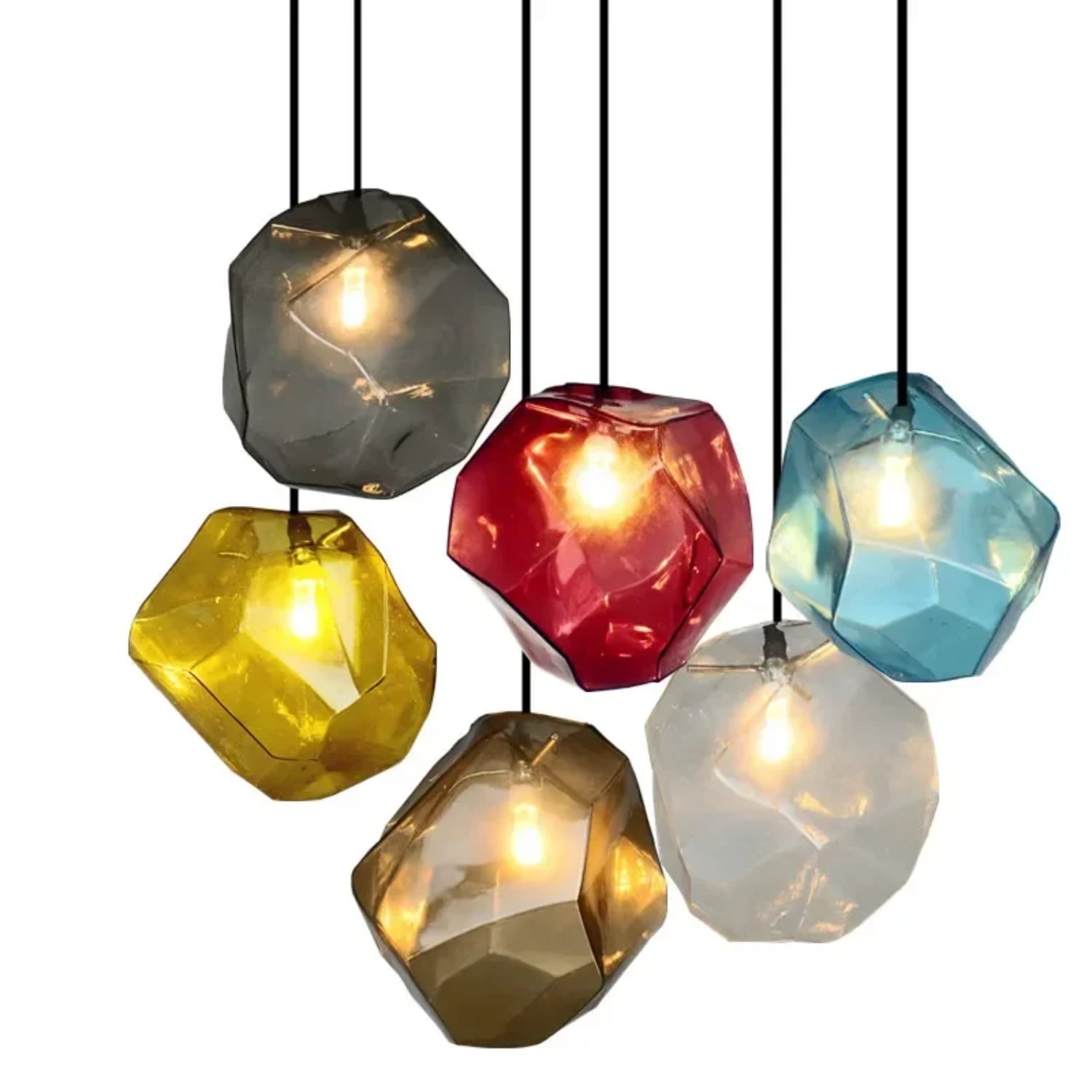 LOPNGLS Simple Stone Glass Pendant Light Colorful Indoor G4 LED Lamp