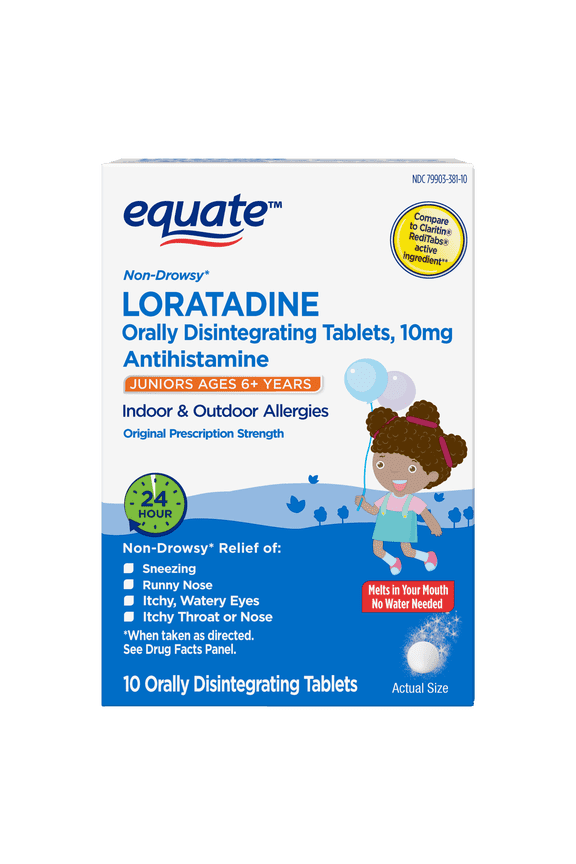 Loratadine Orally Disintegrating Tablets, 10 mg, 24-Hour Allergy Medicine, Antihistamine, Melts in Your Mouth, for Ages 6 and up, 10 Count