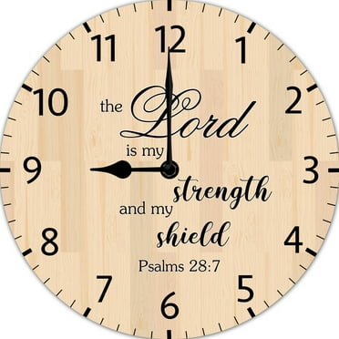 The LORD is My Strength And My Shield, Christian Clock, Pastor Retirement Gift, Pastor Birthday Gifts, 10 Inches Battery Operated Non-Ticking Clock for Living Room Bedroom Bathroom
