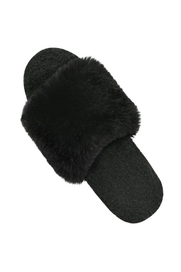 Fuzzy Open Toe Slippers for Women Fluffy Furry Plush Memory Foam Bedroom Womens House Slippers Indoor