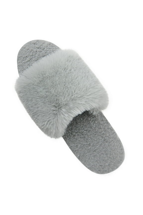Fuzzy Open Toe Slippers for Women Fluffy Furry Plush Memory Foam Bedroom Womens House Slippers Indoor