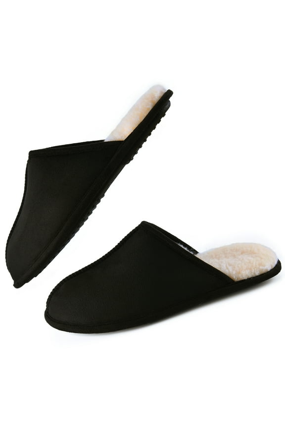 Mens House Slip-On Slippers Warm Winter Indoor Slippers for Men with Soft Memory Foam