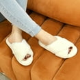 thumbnail image 1 of LORDFON Open Toe Cross Band Womens House Slippers Fluffy Indoor Slip On Slippers, 1 of 7