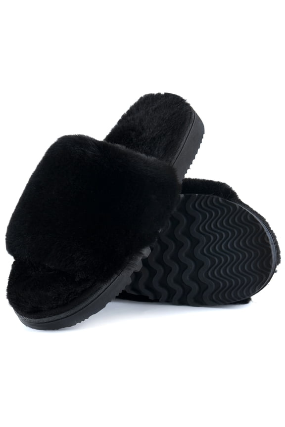 Open Toe Fuzzy Womens Slippers Fluffy House Slippers with Memory Foam