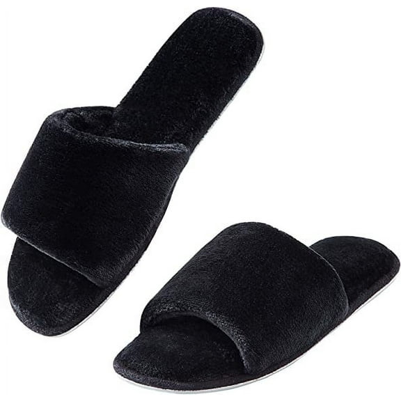 LORDFON Open Toe Womens Slippers Slip-On House Slippers with Memory Foam