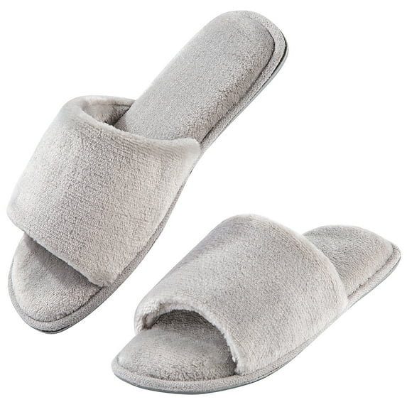 LORDFON Open Toe Womens Slippers Slip-On House Slippers with Memory Foam