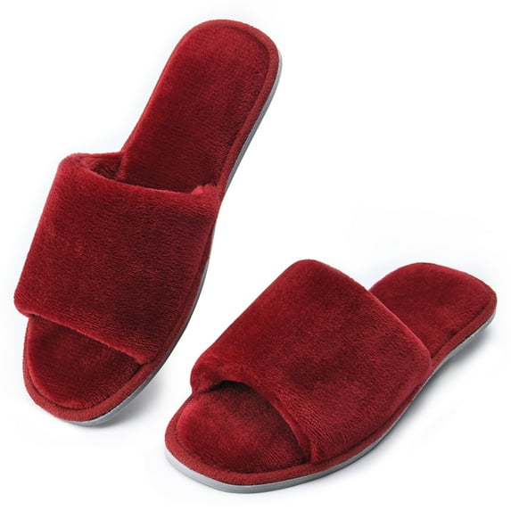 LORDFON Open Toe Womens Slippers Slip-On House Slippers with Memory Foam