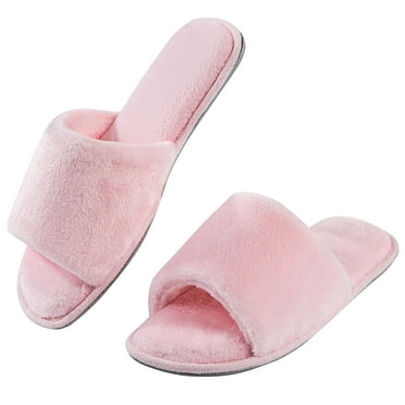 LORDFON Open Toe Womens Slippers Slip-On House Slippers with Memory Foam