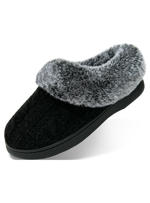 LORDFON Winter Fuzzy Womens Slippers Fluffy House Slippers with Memory Foam