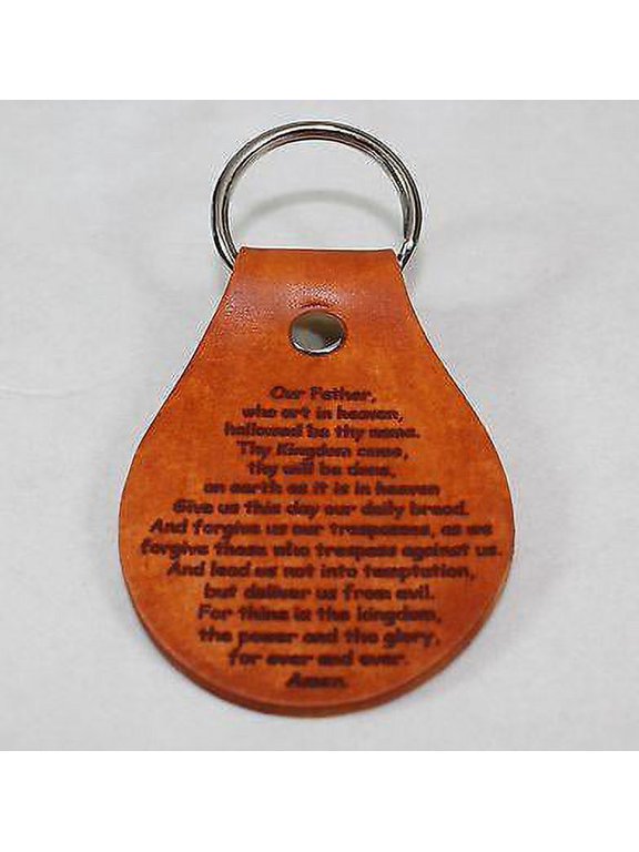 LORDS PRAYER LEATHER LASER ENGRAVED KEY CHAIN MADE IN THE USA 2X ENGRAVING