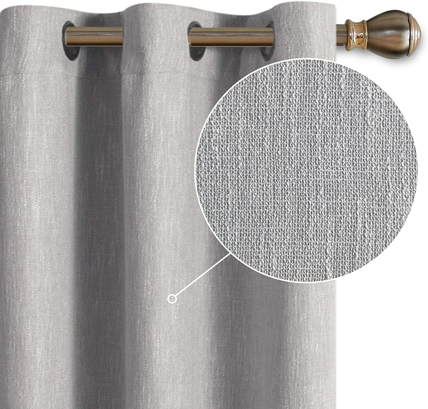 LORDTEX Burlap Linen Privacy Blackout 1 Panel Curtains Thermal Lining 100" x 84" in GREY