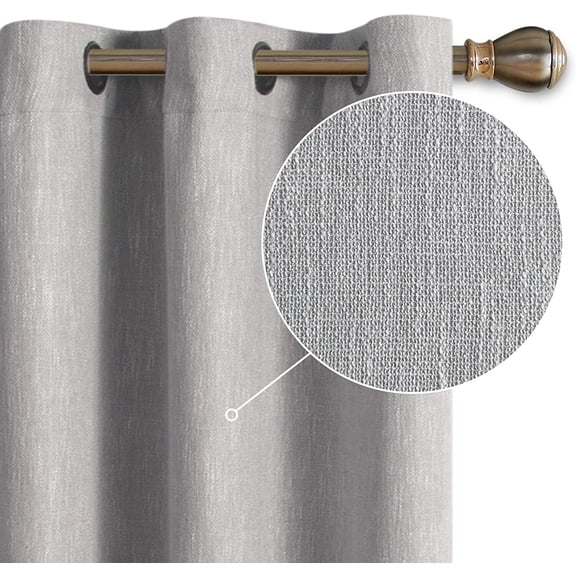 LORDTEX Burlap Linen Privacy Blackout 1 Panel Curtains Thermal Lining 100" x 84" in GREY