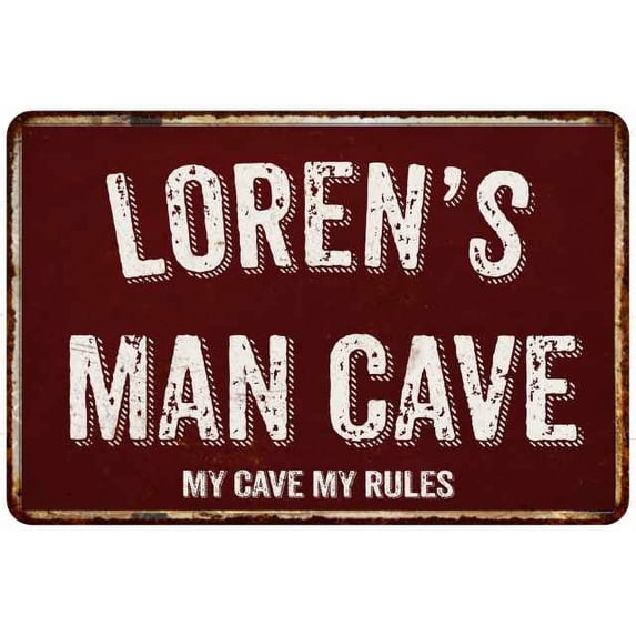 LOREN'S Man Cave Red Grunge Gift Sign Metal 12x18 Decor 208120003200