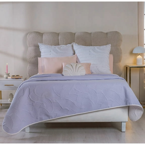 LORENA LILAC AND BEIGE COLOR SPECIAL FABRIC ULTRA SLIM REVERSIBLE COMFORTER 1 PCS QUEEN SIZE MADE IN MEXICO
