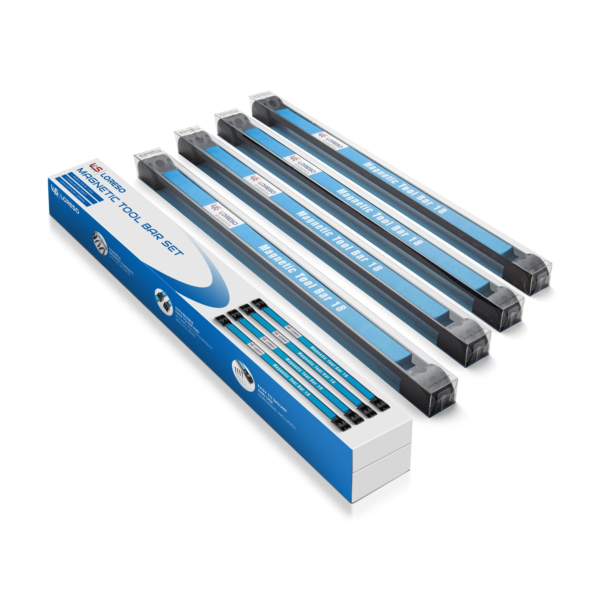LORESO Magnetic Tool Holder 18 Inch Set Of 4 Magnetic Tool Bars