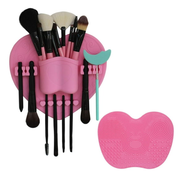 LORMAY Silicone Makeup Brush Organizer, Makeup Brush Cleaning Mat (Pink)