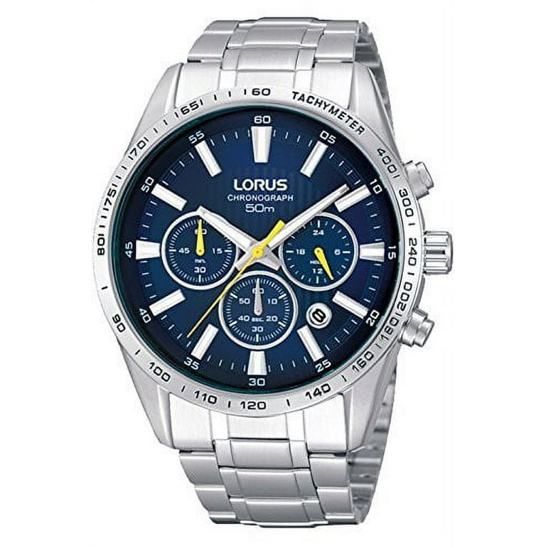 LORUS RT321CX 9 Men s Chronograph Stainless Steel case Bracelet Blue Dial 50m WR With Box RT321CX9