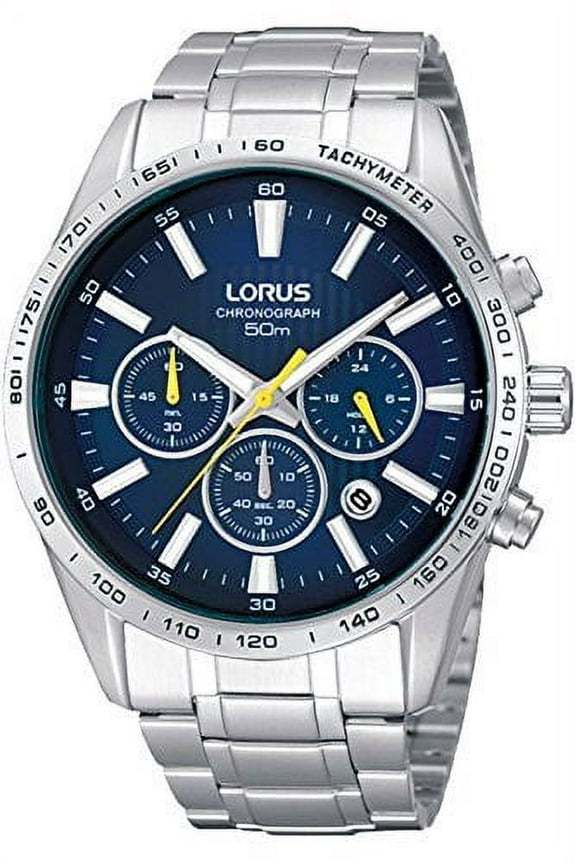 LORUS RT321CX-9,Men's Chronograph,Stainless Steel case & Bracelet,Blue Dial,50m WR,With Box,RT321CX9