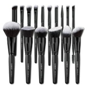 LORYP 16Pcs Black Makeup Brushes Set, Foundation Face Brush Concealers Contour Eyeshadow Brush Sets