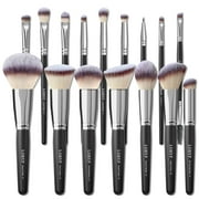 LORYP 16Pcs Silver Labeled Makeup Brushes Set, Foundation Face Brush Concealers Eyeshadow Brush Sets