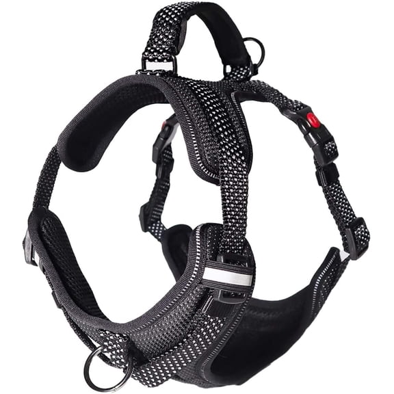 LOS ANDES Full Reflective Dog Harness Adjustable Harness No Pull Pet Harness with Front Clip, Soft Padded Dog Vest with Handle, Easy Control Dog Harnesses for Small Medium Large Dogs