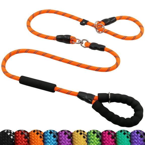 LOS ANDES Slip Lead Dog Leash, 6 FT Heavy Duty Training Leash No Pull Dog Loop Leash with Highly Reflective Threads, Comfortable Strong Slip Leash with Padded Handle for Small Medium and Large Dogs