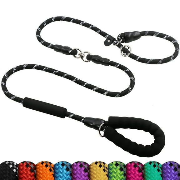 LOS ANDES Slip Lead Dog Leash, 6 FT Heavy Duty Training Leash No Pull Dog Loop Leash with Highly Reflective Threads, Comfortable Strong Slip Leash with Padded Handle for Small Medium and Large Dogs