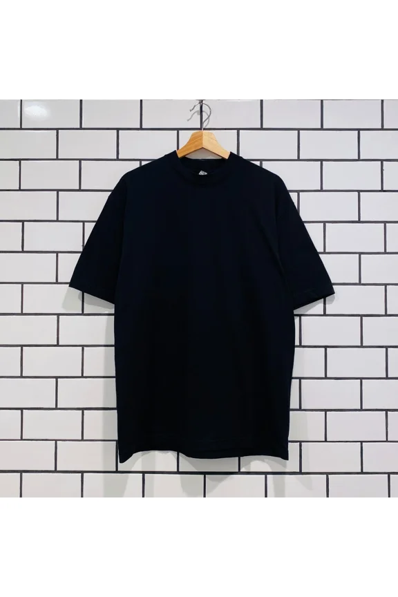 LOS ANGELES APPAREL OVERSIZED SHORT SLEEVE HIGH MOCKNECK T-SHIRT BLACK