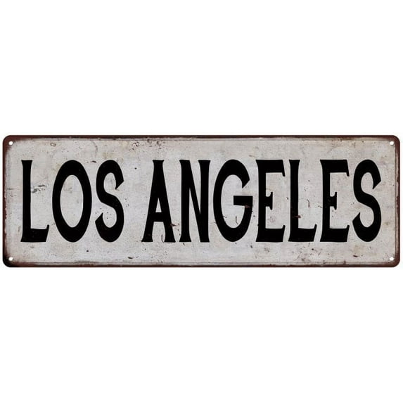 LOS ANGELES Vintage Look Rustic Metal 6x18 Sign City State 106180041324