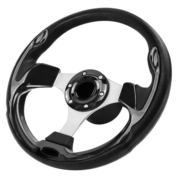 LOSCHEN 12.5" Anti-Slip Carbon Fiber Boat Steering Wheel with 3/4 Inch Axle Adapter, Universal Marine Steering Wheel for Boat, Yacht, Pontoon (Black)