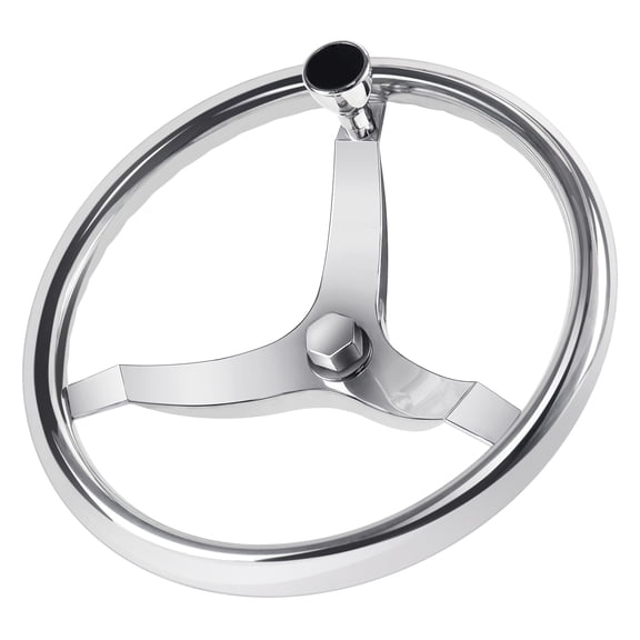 LOSCHEN 3 Spoke Stainless Steel Boat Steering Wheel 13-1/2" Dia with 5/8"-18 and 1/2"-20 Nut and Turning Knob Marine Steering Wheel for Seastar, for Verado, for Teleflex Cable Helm