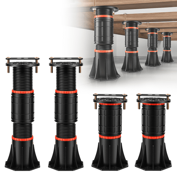LOSCHEN 4 PCS Adjustable Bed Support Legs with Metal Fixing Accessories, 8.4-13.5 Inch,Heavy Duty Bed Frame Support Feet,Bed Support Reinforcement Parts Bed Slats Support Leg Bed Replacement Legs