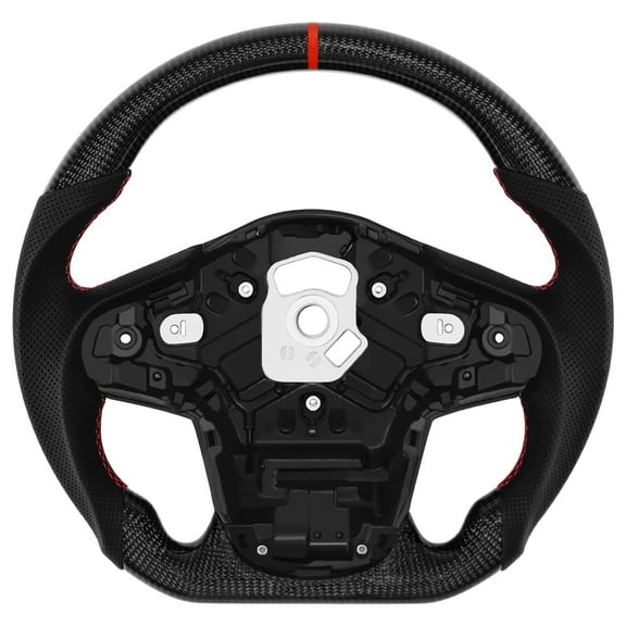 LOSCHEN Dry Carbon Fiber Steering Wheel For Toyota GR Supra 2019-2022 D-shaped Nappa Perforated Leather Flat-bottom Steering Wheel